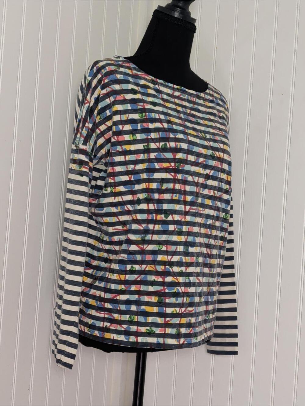Michael De Feo for J.Crew Striped Long Sleeve Slouchy Cotton Top Size S - Picture 2 of 8
